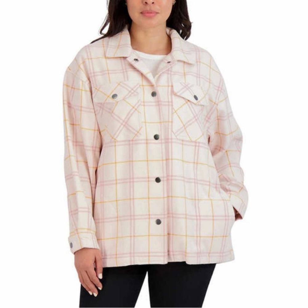 🤍🌷🌷Chic Plaid Utility Jacket in Pink and Yellow